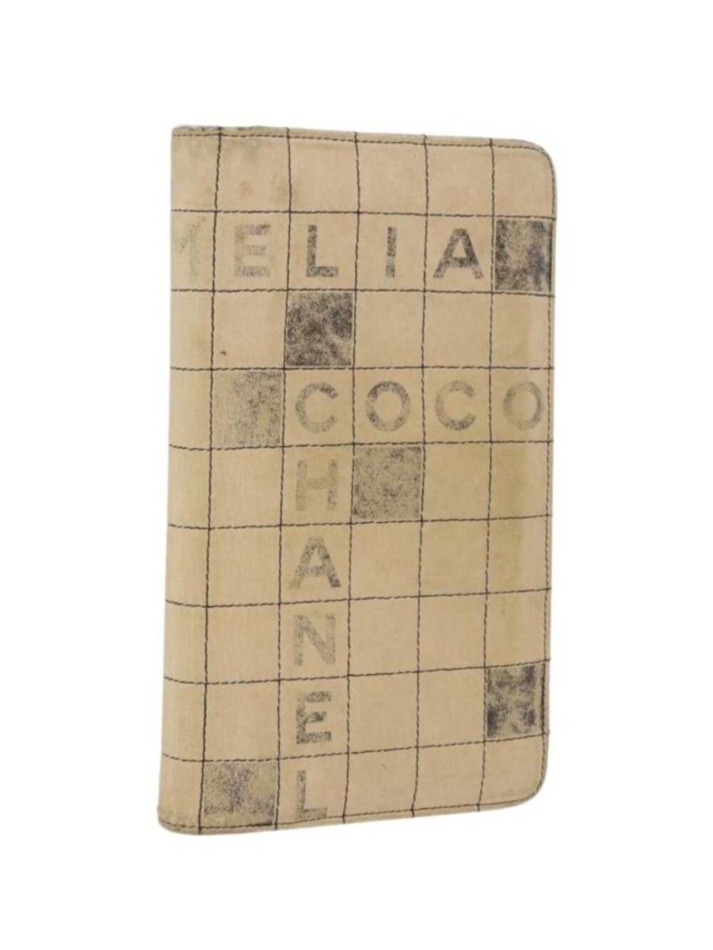 CHANEL Choco Bar Long Wallet Lamb Skin Beige CC